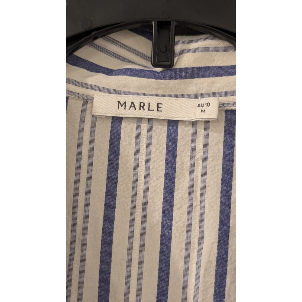 Women's MARLE White & Blue Stripe Knot Front Midi Dress M - Picture 11 of 15